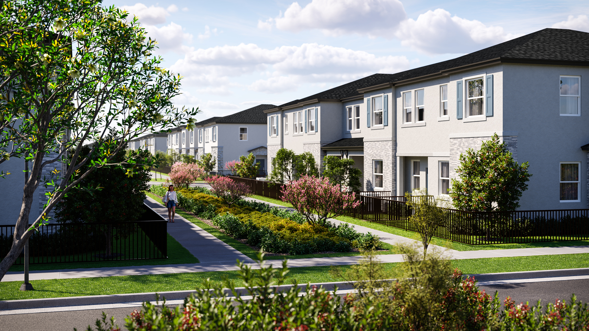 Aurora Place townhome streetscape