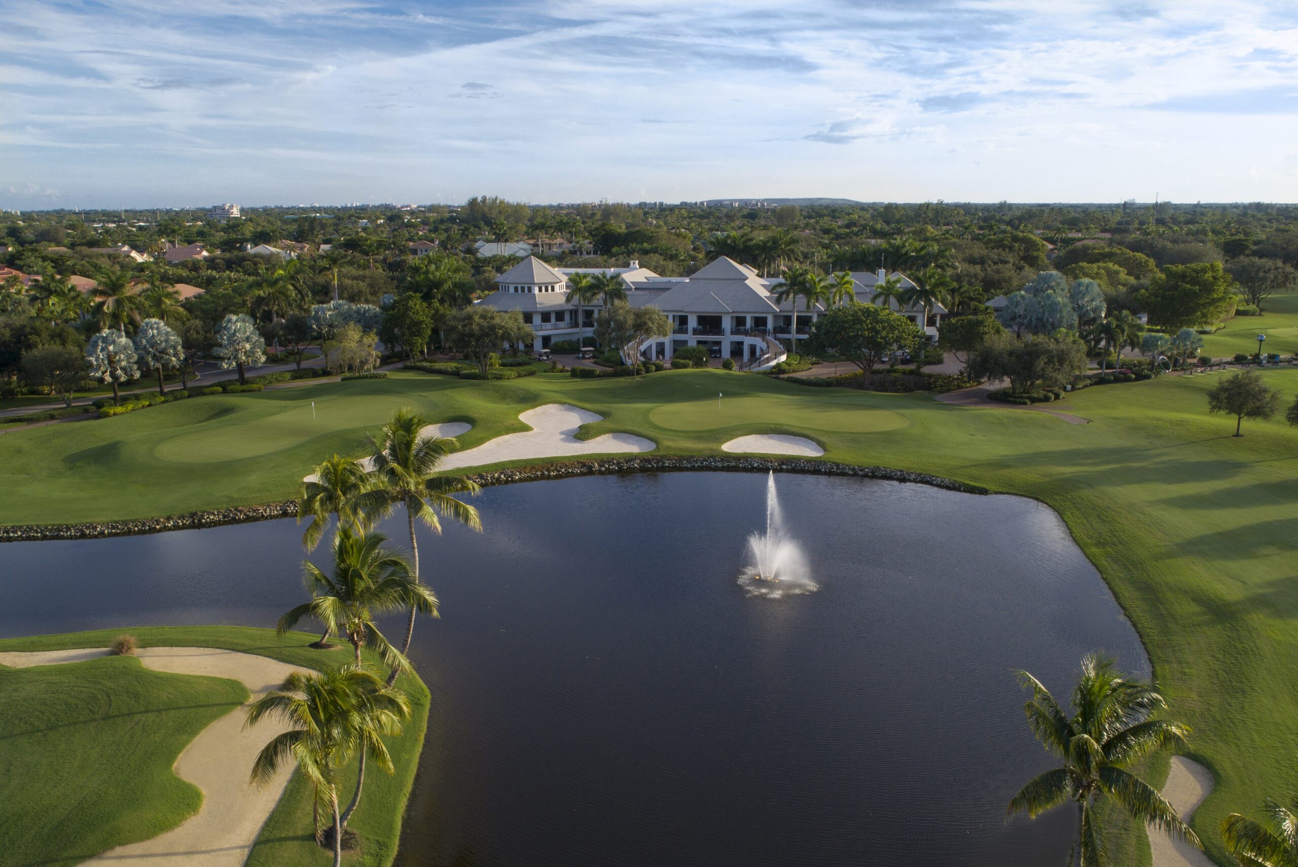 Boca Grove clubhouse, golf course and lake