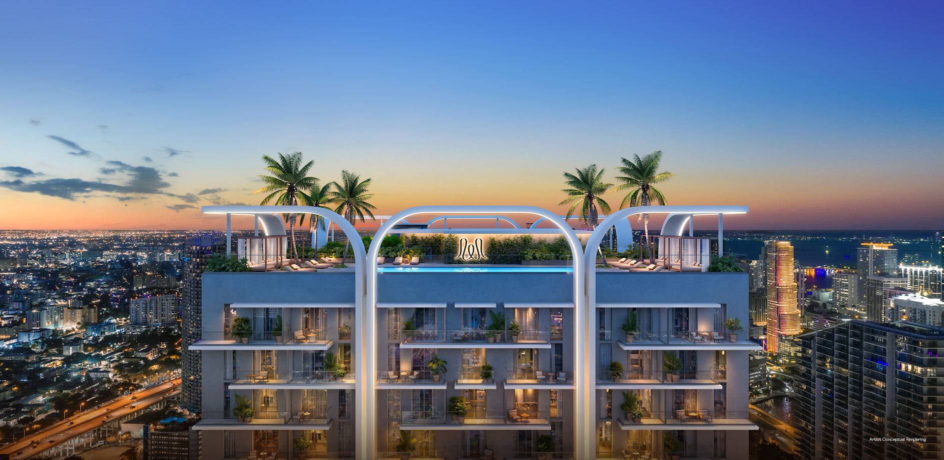 House of Wellness Brickell building and pool