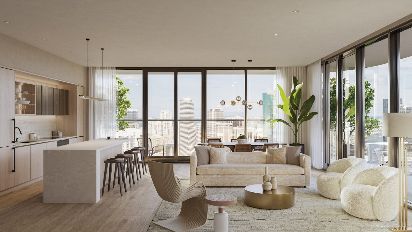 Lofty Brickell penthouse interior