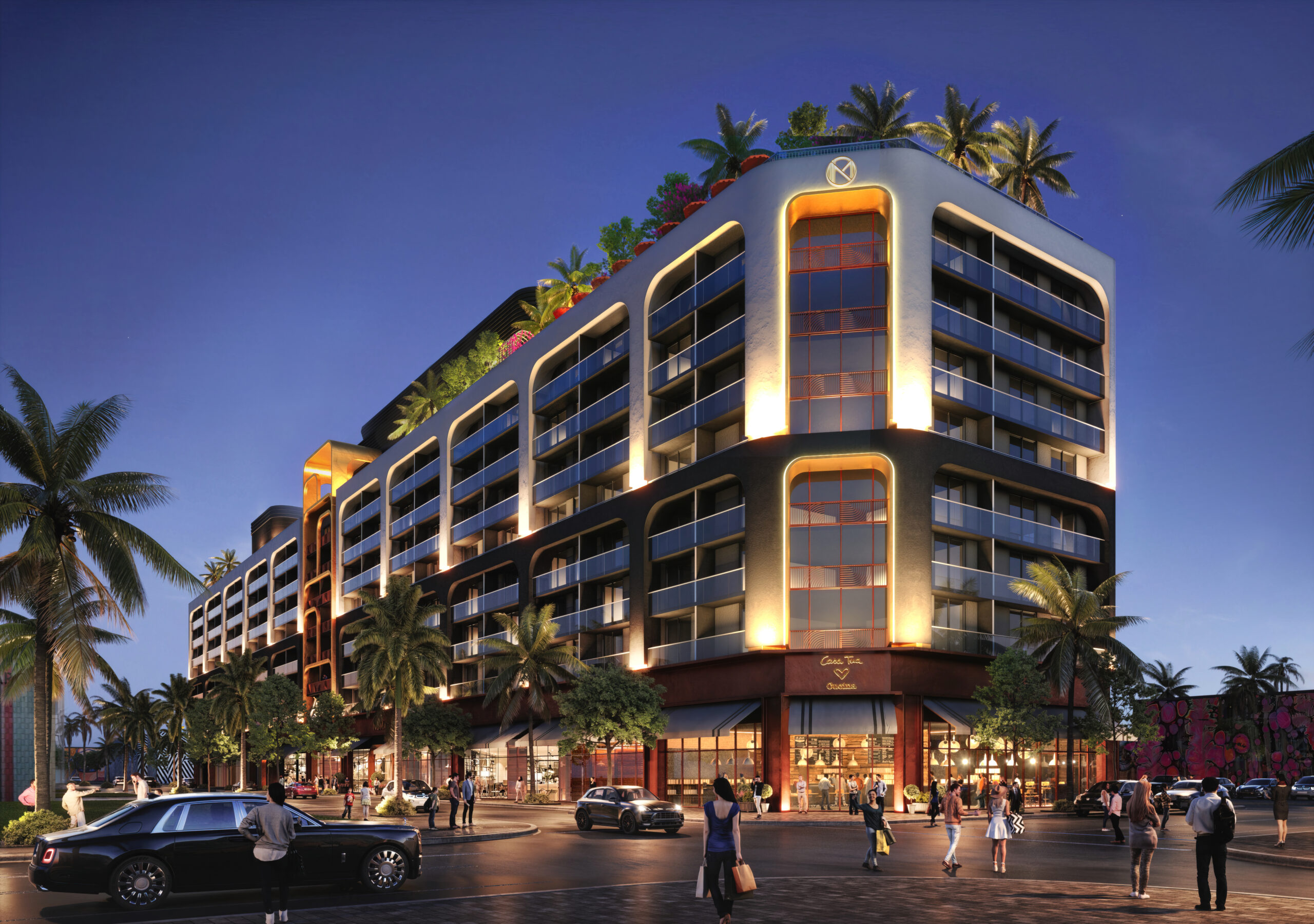 NoMad Residences Wynwood building at dusk