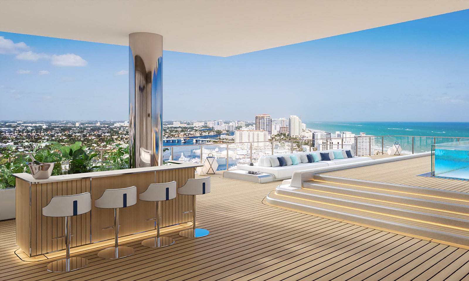 Riva Residenze rooftop bar and seating