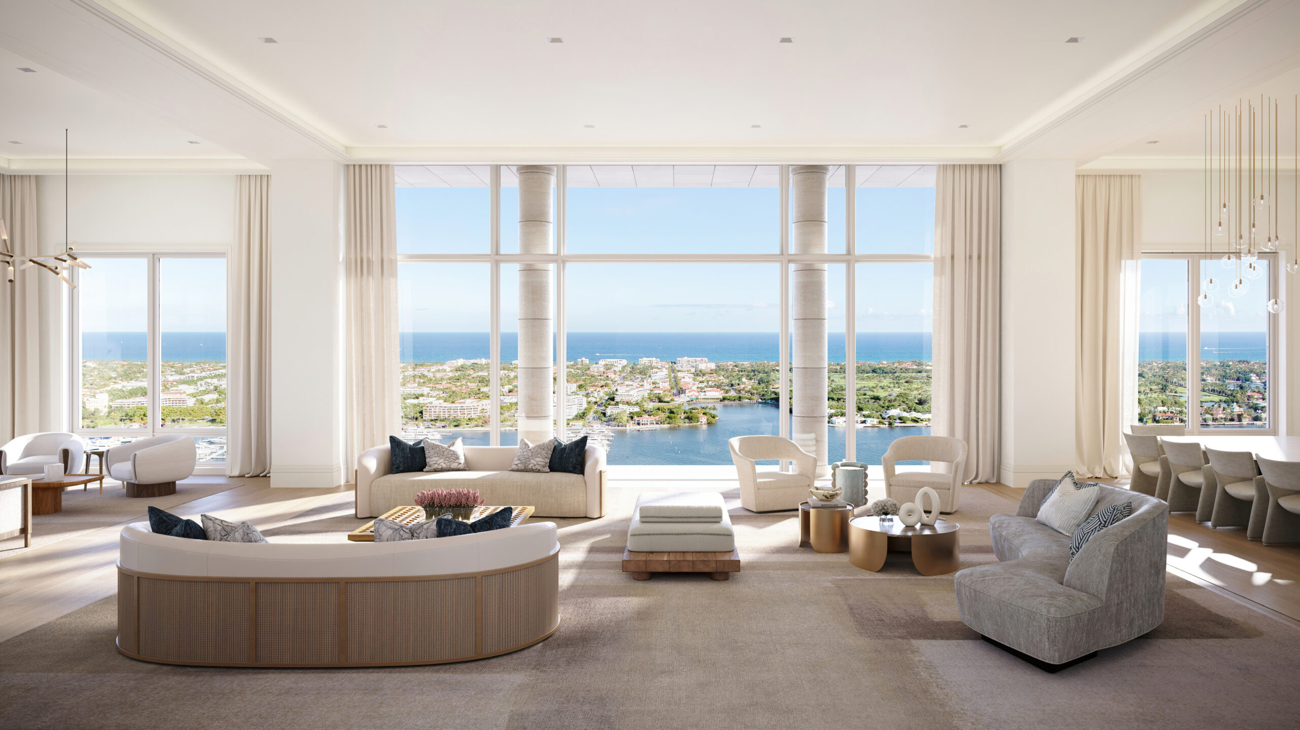South Flagler House East Tower penthouse living room