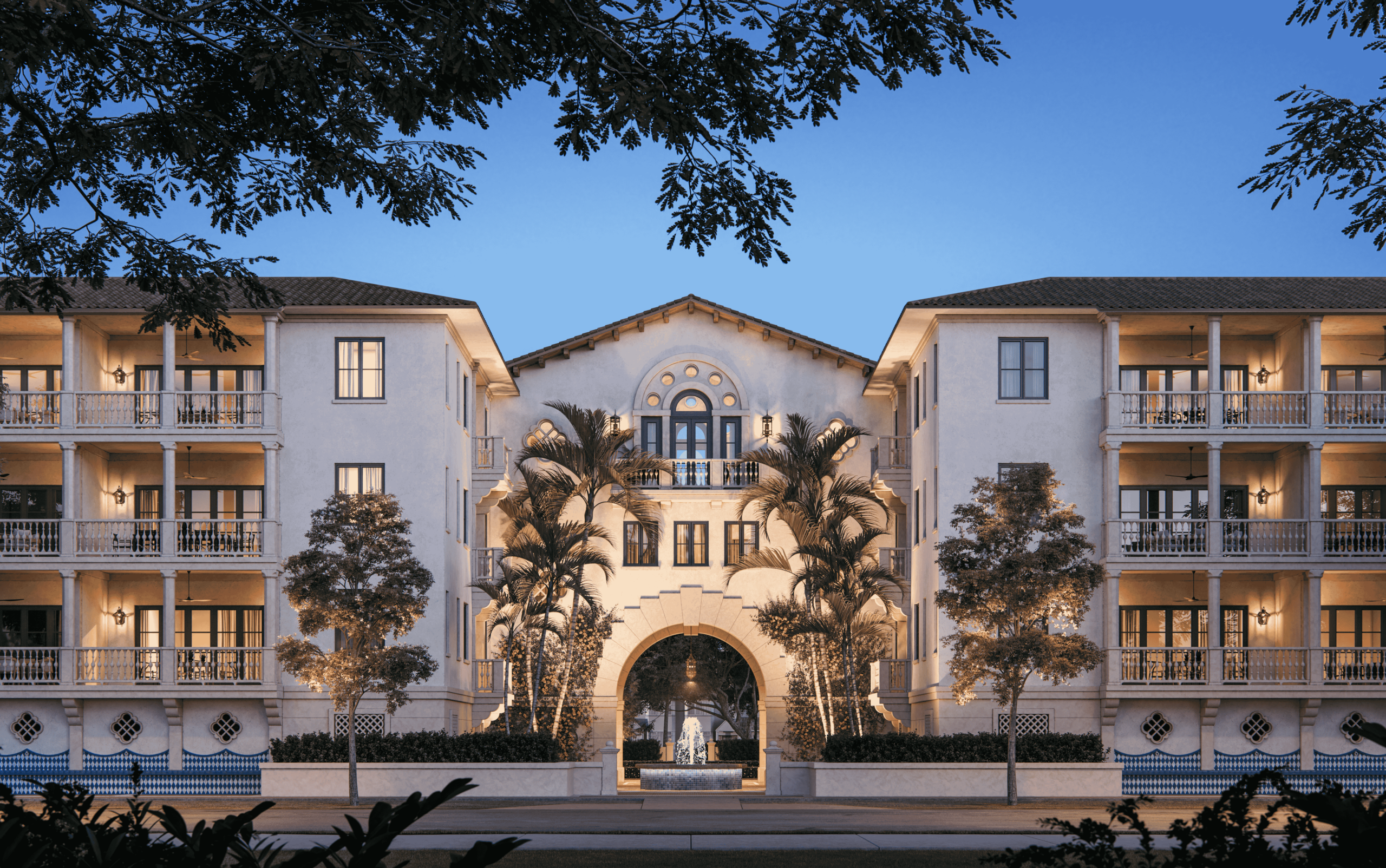 The Village at Coral Gables exterior at night