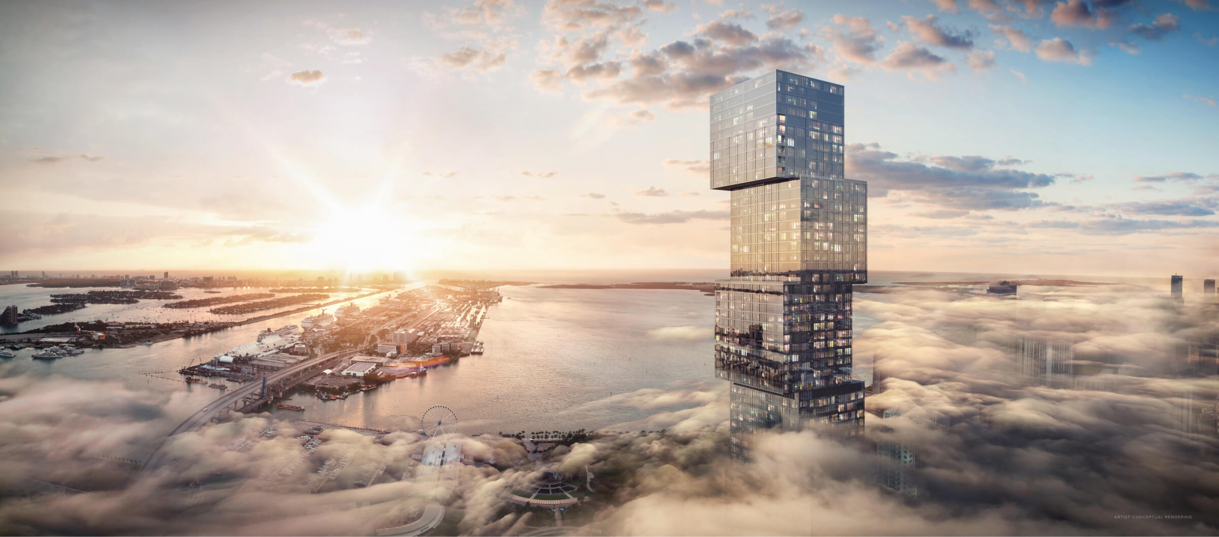 Waldorf Astoria Residences Miami stacked tower exterior