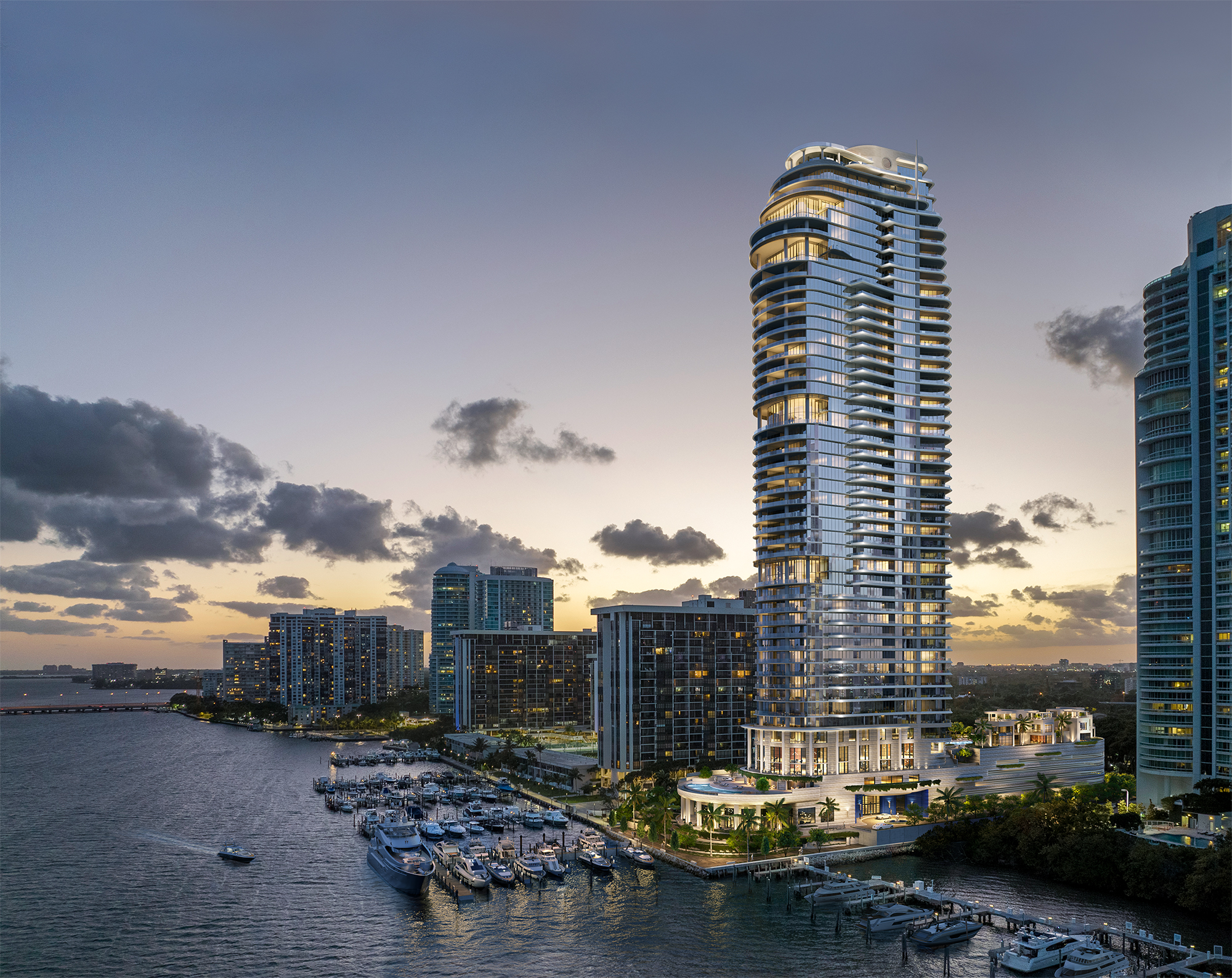 The St. Regis Residences Miami building beside Biscayne Bay
